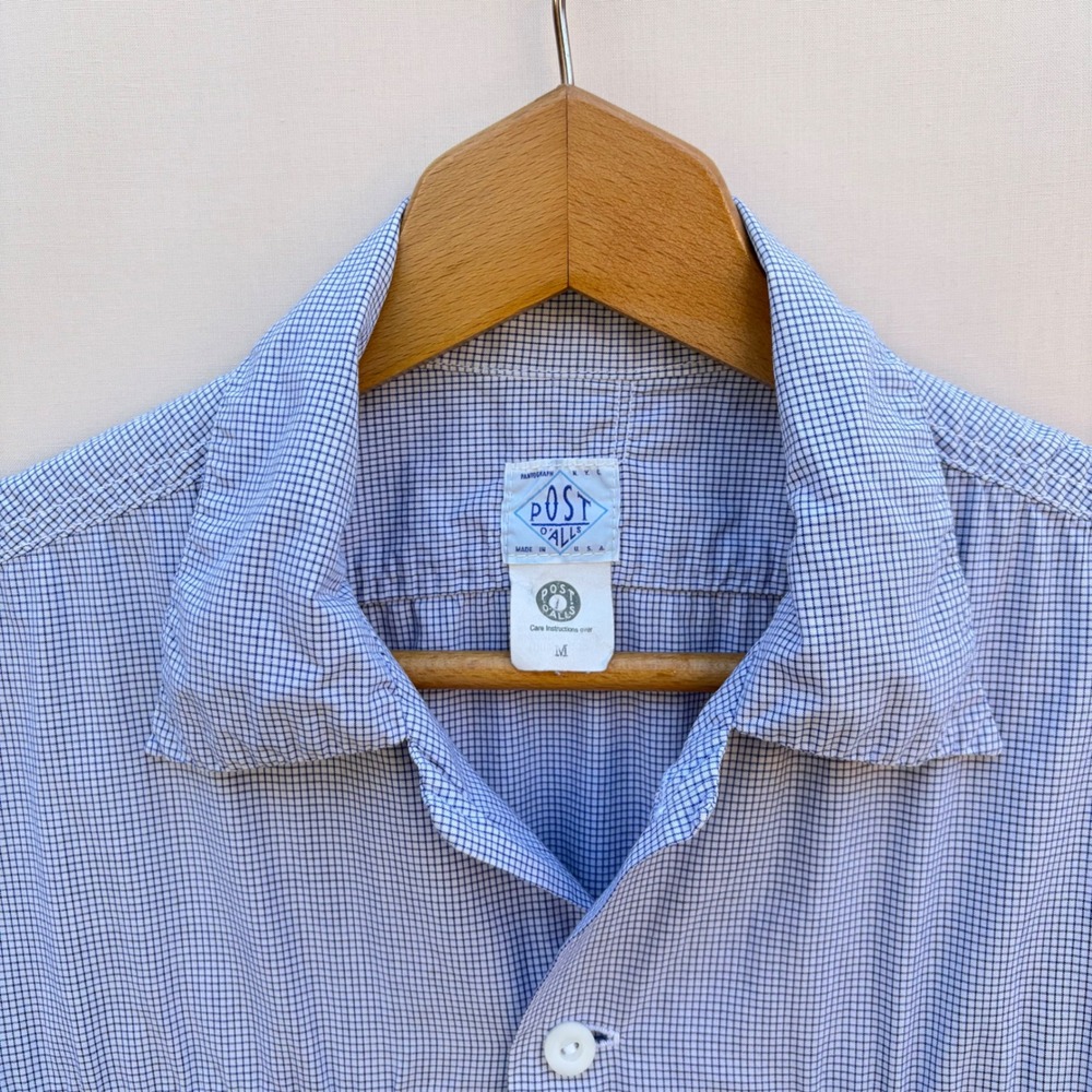 Post O'Alls Shirt‎ Mens M Blue Check Short Sleeve Button Up Workwear USA Made - Picture 2 of 8